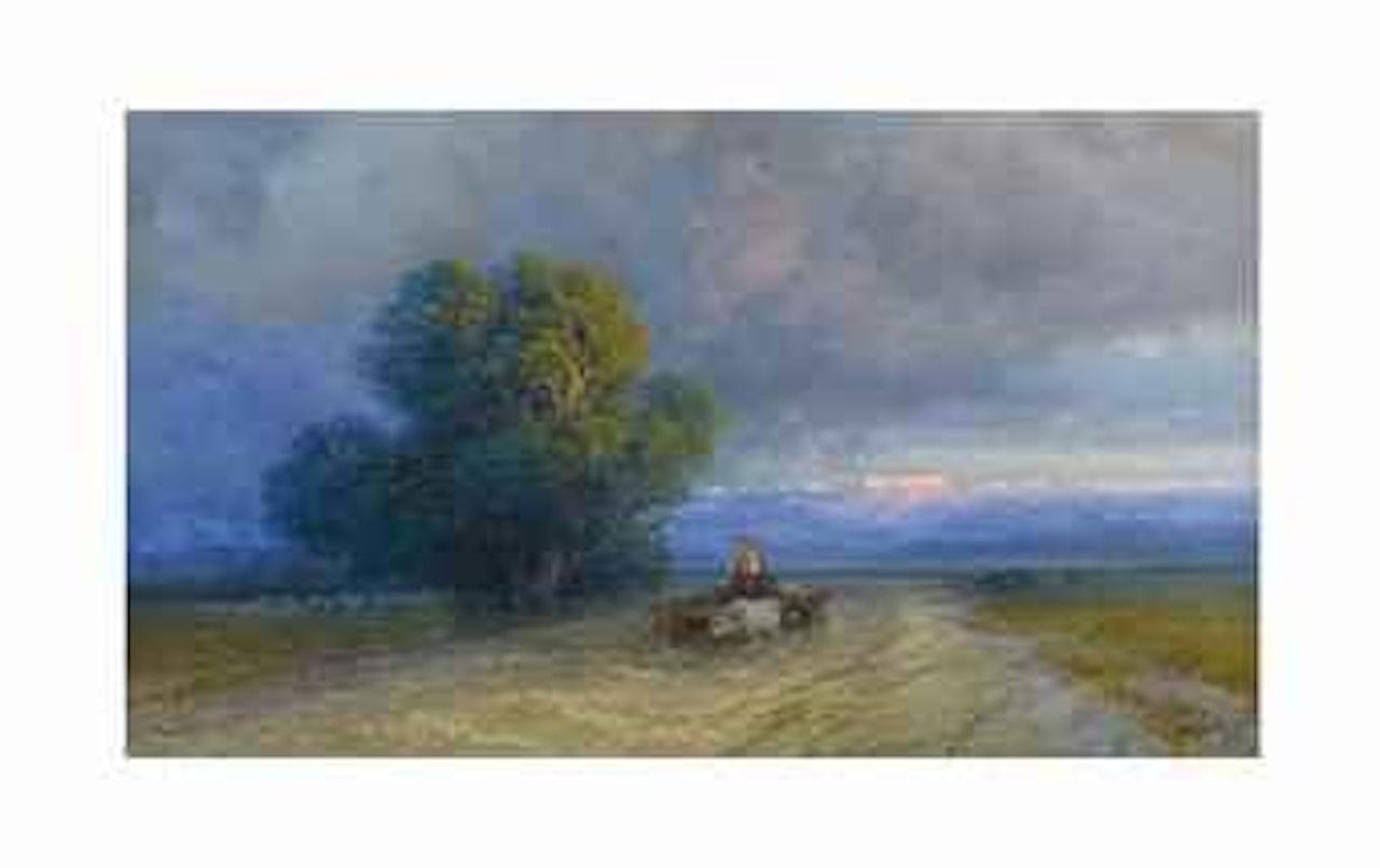 Ox cart crossing a flooded plain by Ivan Konstantinovich Aivazovsky