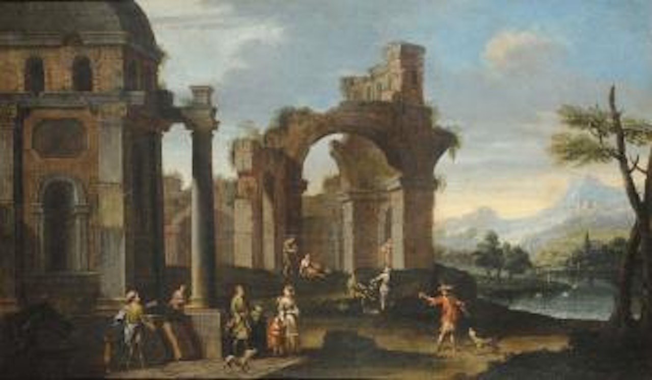 Paesaggi con rovine e personaggi by Giovanni Ghisolfi