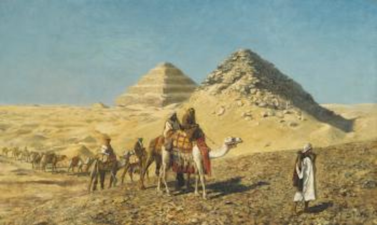Camel Caravan Amid The Pyramids, Egypt by Edwin Lord Weeks