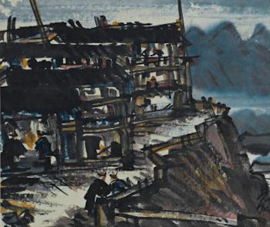Village dans La Montagne by Lin Fengmian