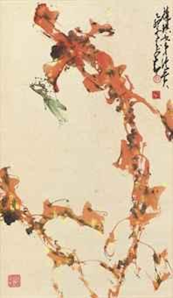 Praying Mantis on Red Leaves by Zhao Shao'ang