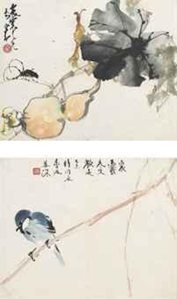 Birds and Inserts by Li Yanshan  by Yang Shanshen by Zhao Shao'ang