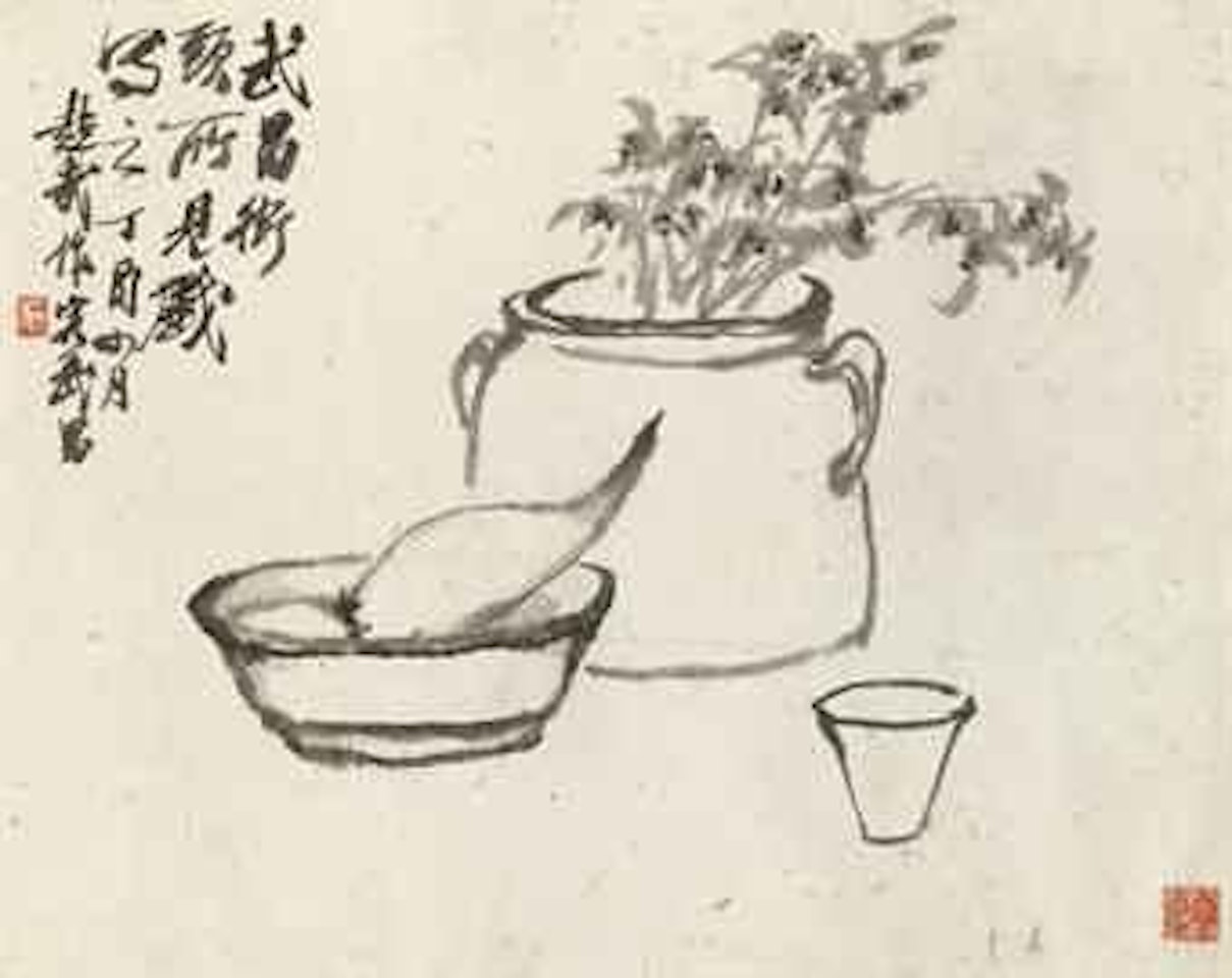 Still Life of Orchids and a Pot by Zhu Qizhan
