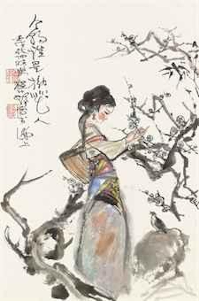 Girl Picking Flowers by Cheng Shifa