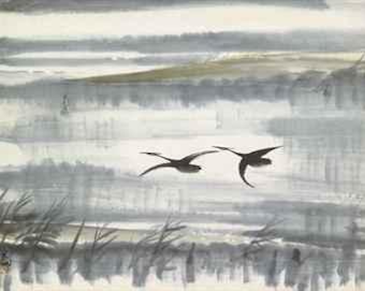 Two Flying Geese by Lin Fengmian