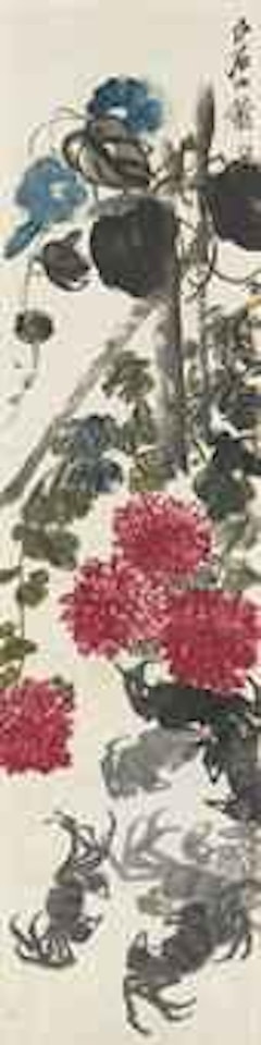 Morning Glory, Chrysanthemum and Crabs by Qi Baishi