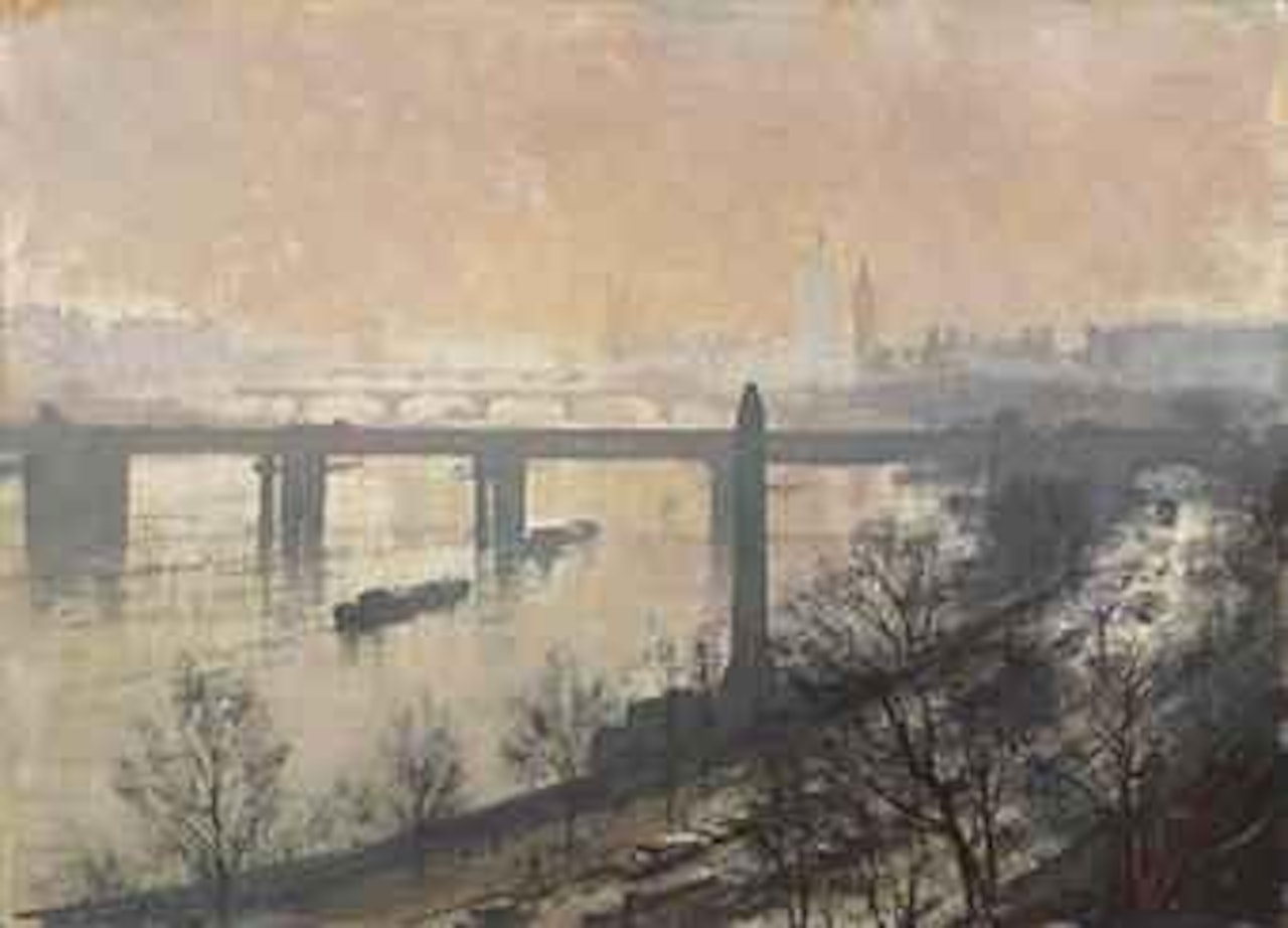 View of Hungerford Bridge across the Thames by Edward Seago