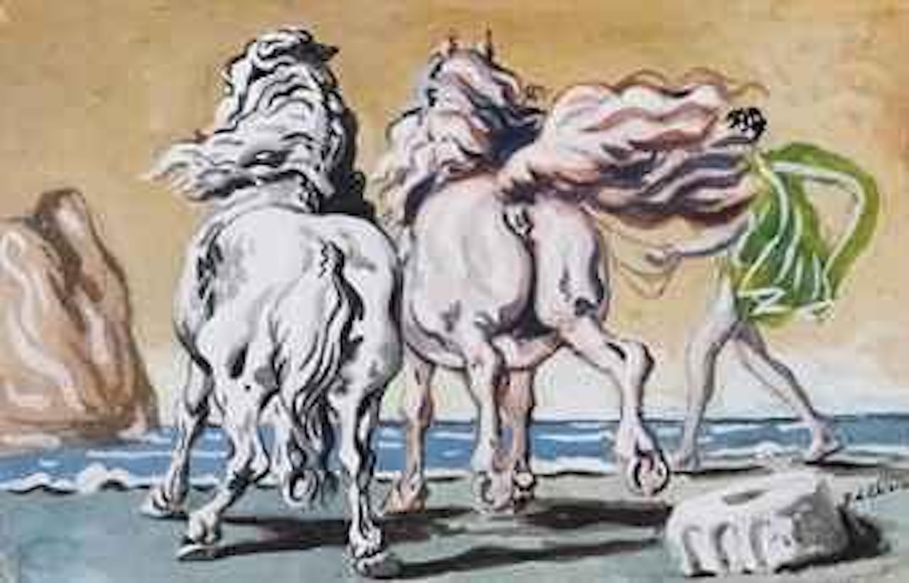 Due cavalli e cavaliere by Giorgio de Chirico