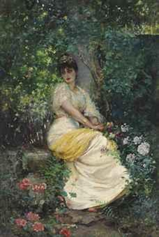 A seat in the shade by Edouard Frederic W. Richter