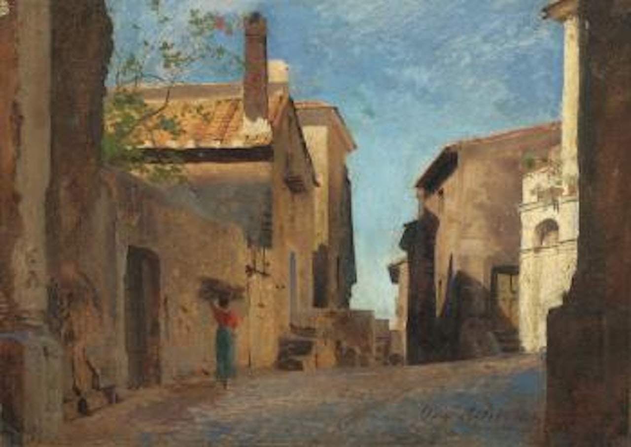 Italienische Dorfstraße by Oswald Achenbach