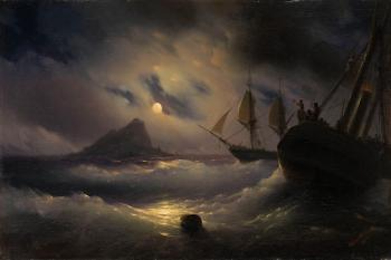 Gibraltar by night by Ivan Konstantinovich Aivazovsky