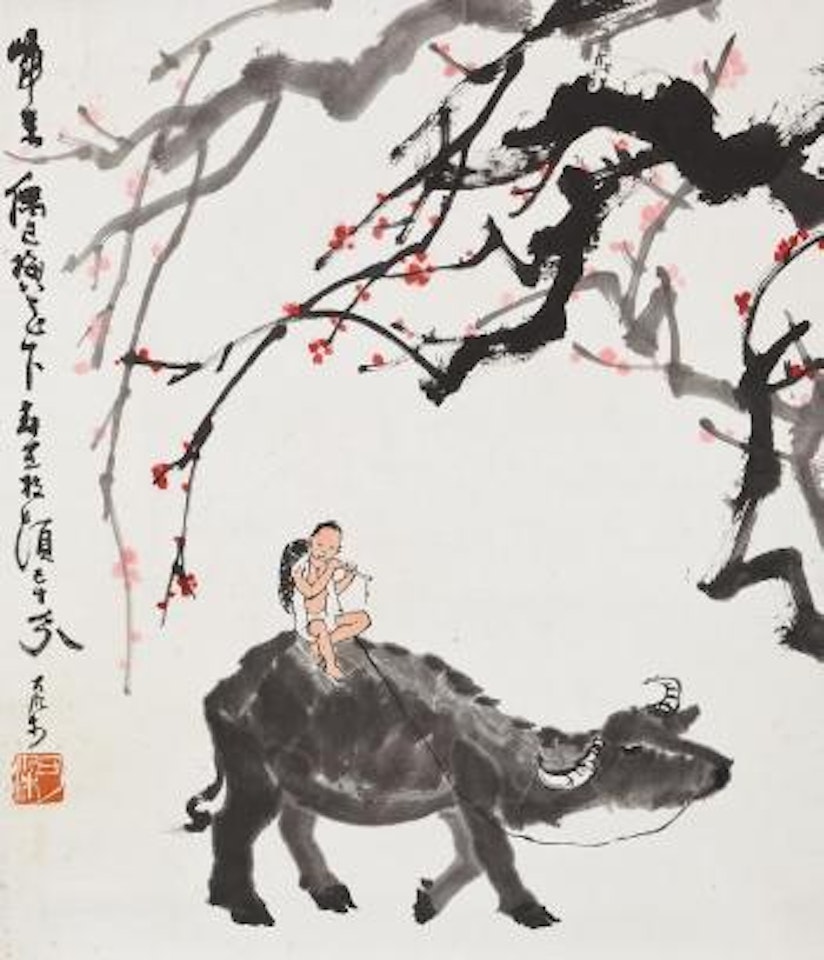 Herding a Buffalo in Spring by Li Keran