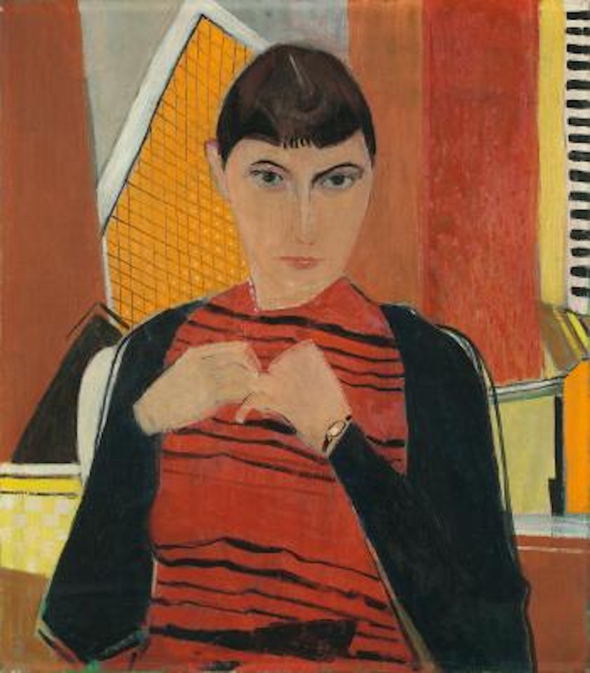 Porträt M. R. in Rot by Oskar Moll