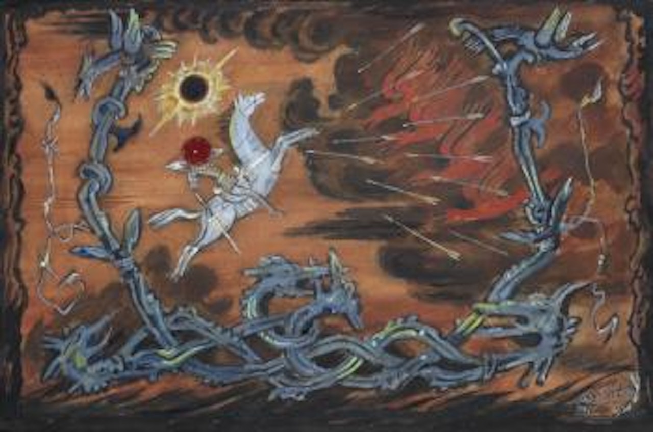 Stage design for Borodin's Les dances Polovtsiennes, Opera de Paris by Mstislav Valerianovich Dobuzhinsky