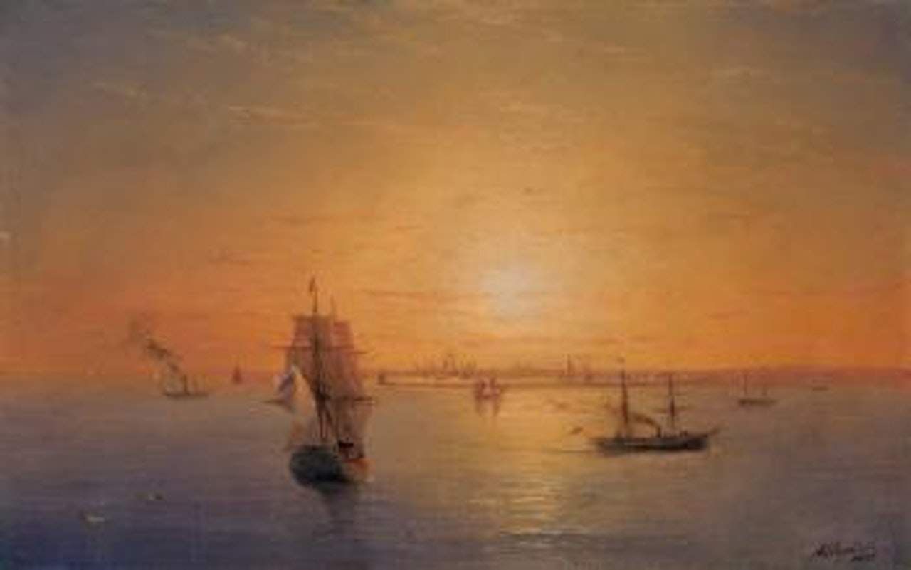 Russian fleet at sunset by Ivan Konstantinovich Aivazovsky