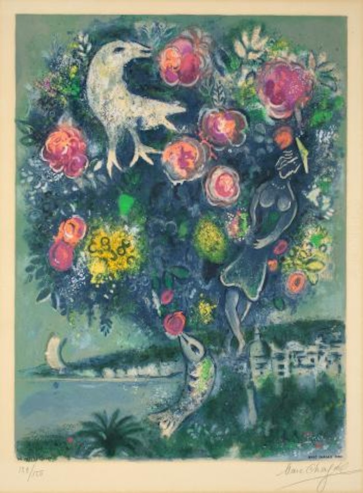 La baie des anges au bouquet de roses by Marc Chagall