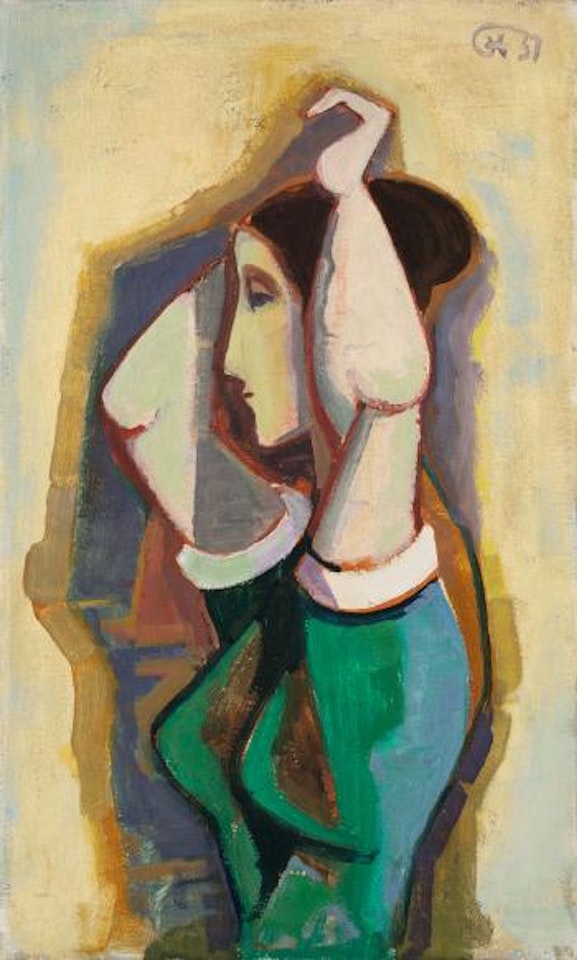 Mädchen mit erhobenen Armen by Karl Hofer
