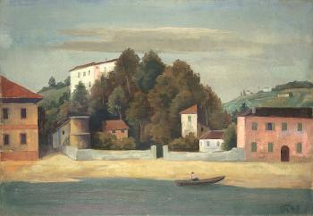 Bodenseeufer mit Häusern by Karl Hofer