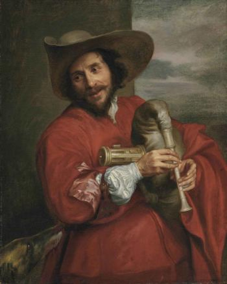 Portrait of François Langlois, half-length, playing a musette by Anthony van Dyck