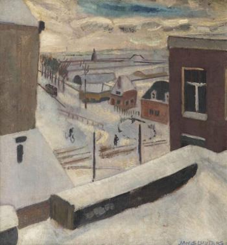 View of the Amstelveenscheweg in winter by Jan Sluyters