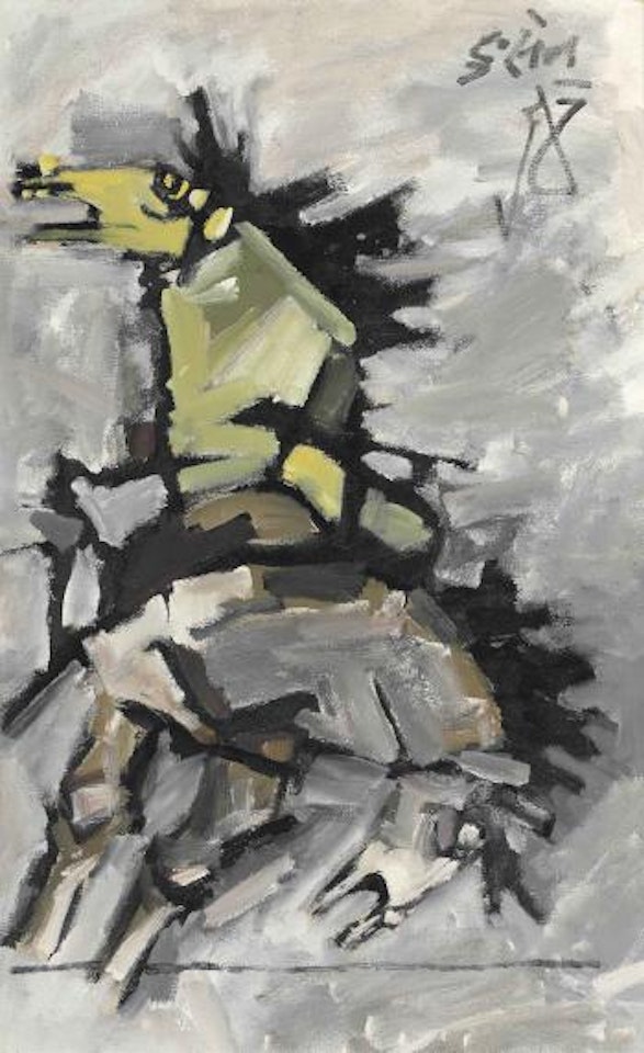 Untitled (Grey Horses) by M.F. Husain