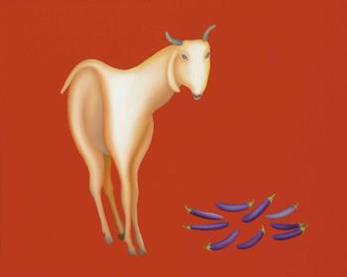 Untitled (Goat with Aubergines) by Manjit Bawa
