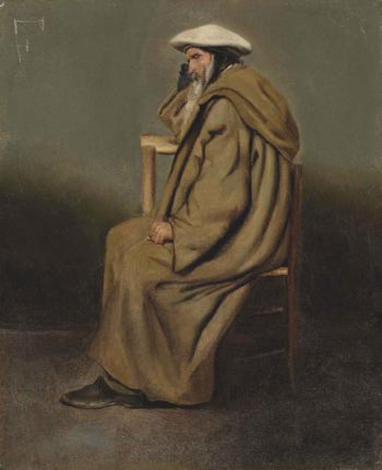 Moine assis by Jean Baptiste Camille Corot
