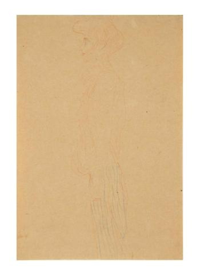 Sketch of a woman standing in profile by Gustav Klimt