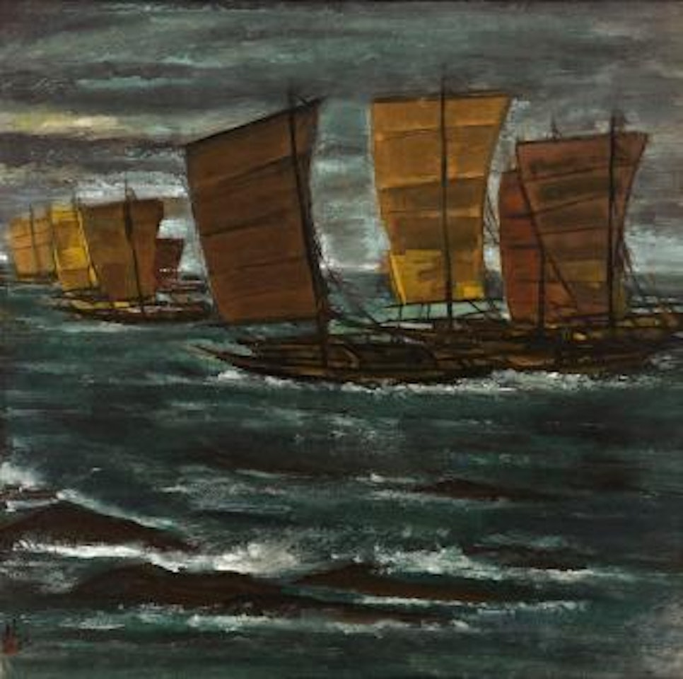 Fishing boats by Lin Fengmian