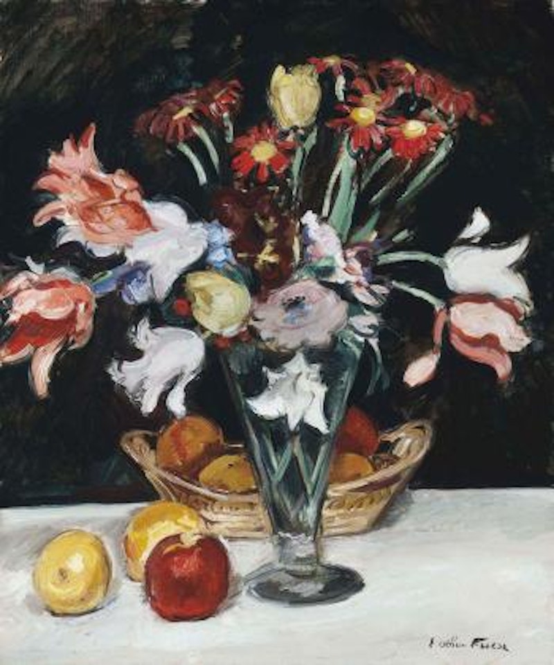 Fruits et vase de fleurs by Othon Friesz