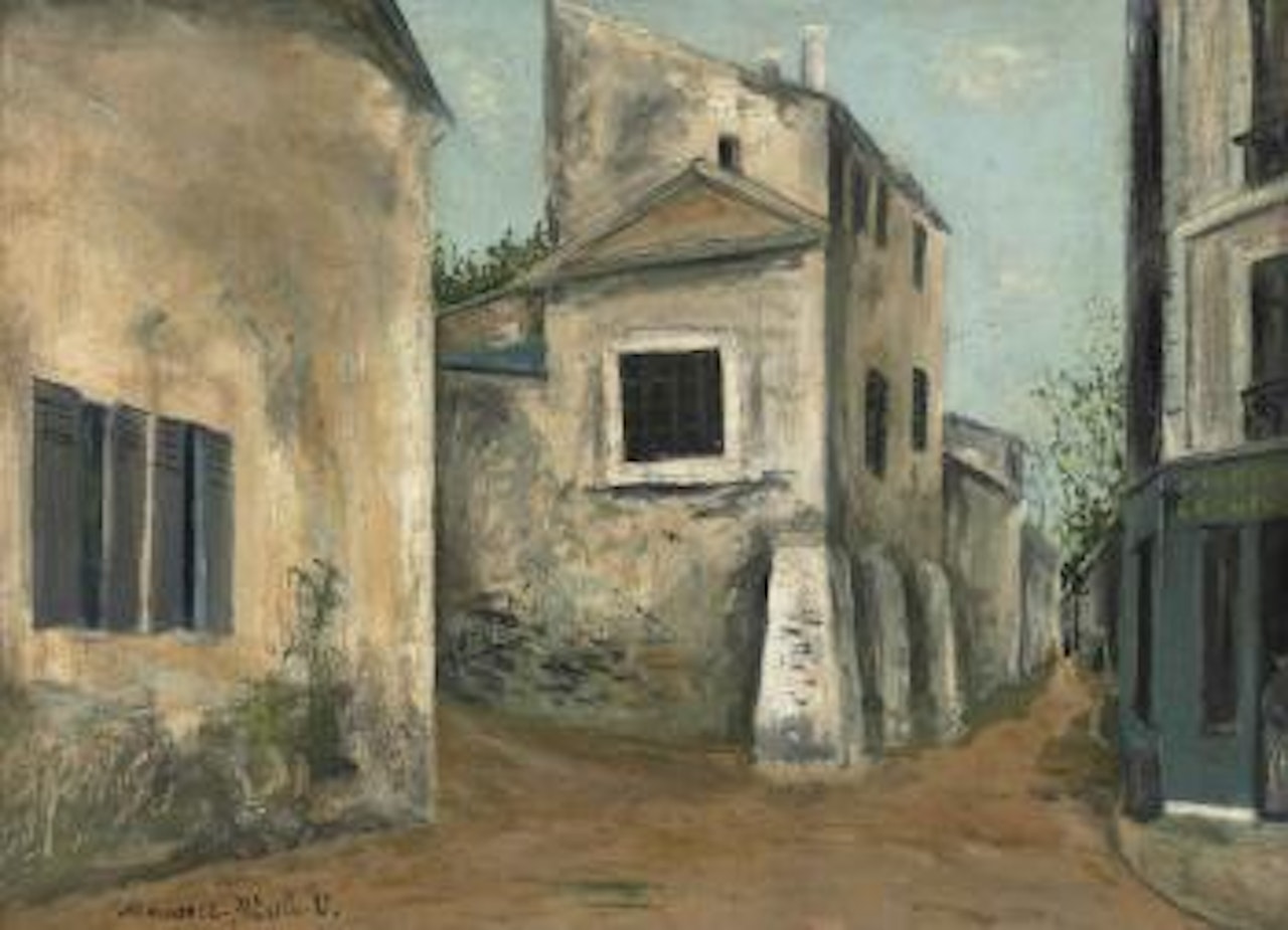 La belle Gabrielle et la rue Saint-Vincent by Maurice Utrillo