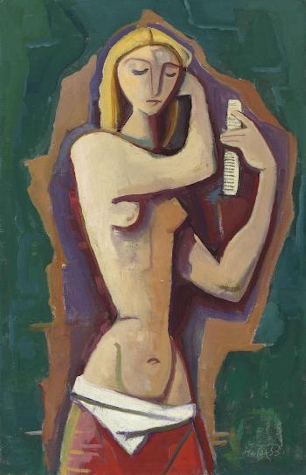 Mädchen, soch kämmend by Karl Hofer