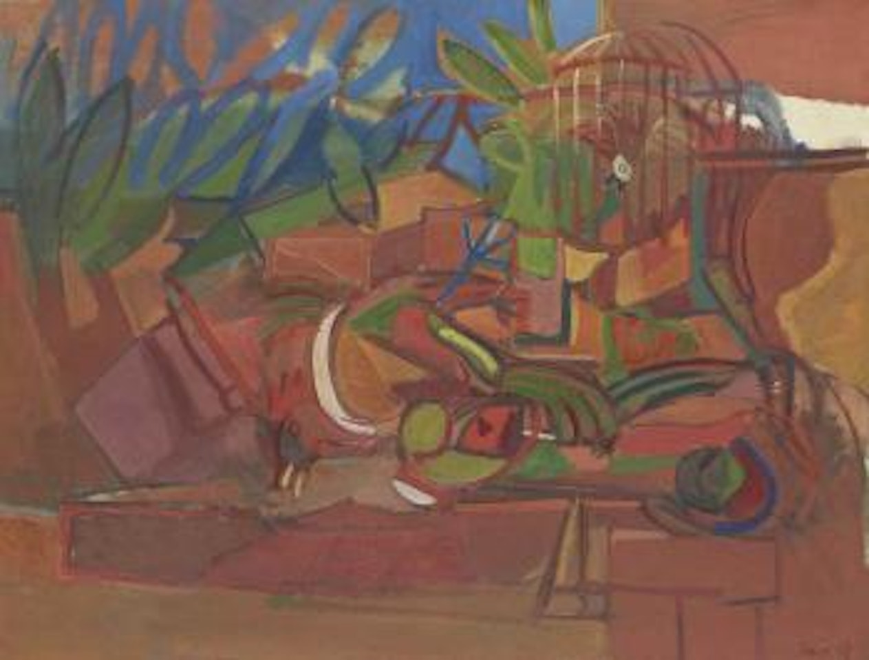 Nature morte avec oiseaux et cage by Francisco Bores