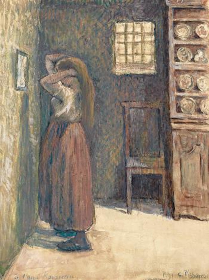 Jeune Paysanne Se Coiffant by Camille Pissarro