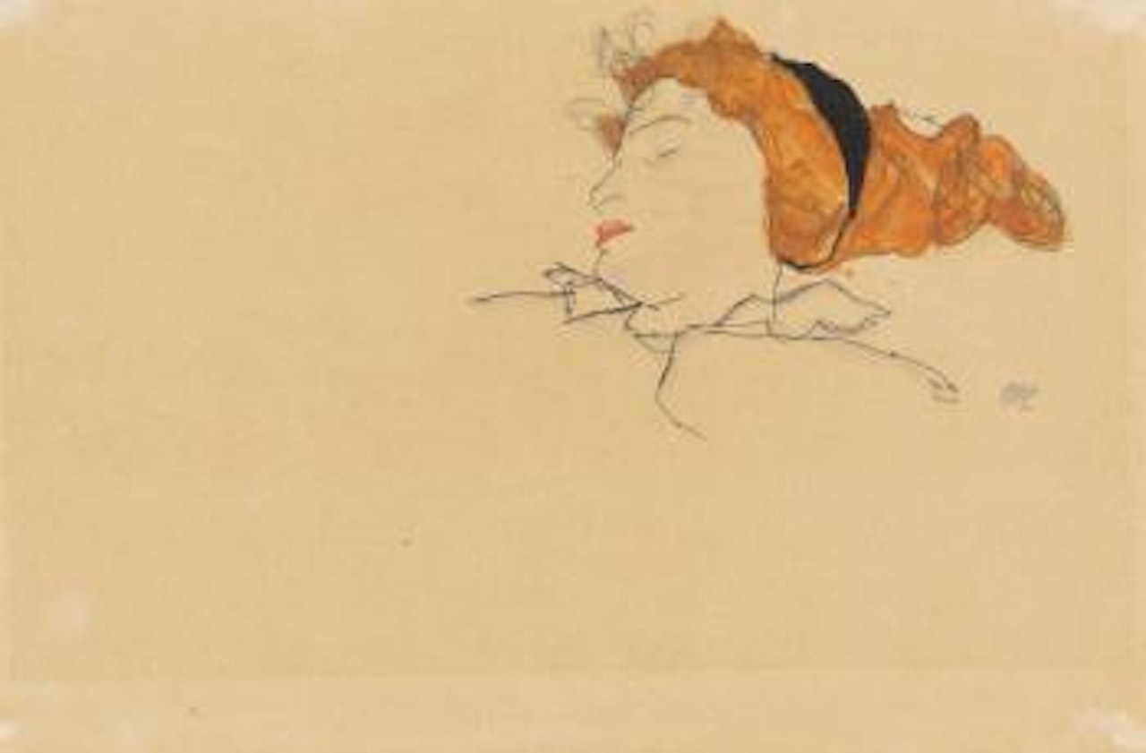 Schlafende Frau (Wally Neuzil) Sleeping Woman (Wally Neuzil) by Egon Schiele