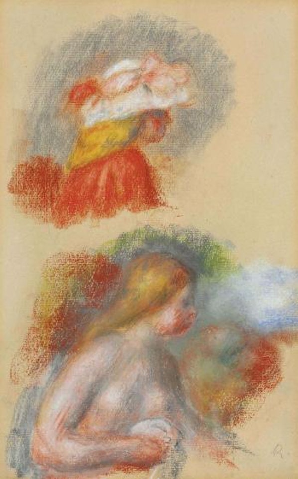 Nu en buste et étude de tête by Pierre-Auguste Renoir