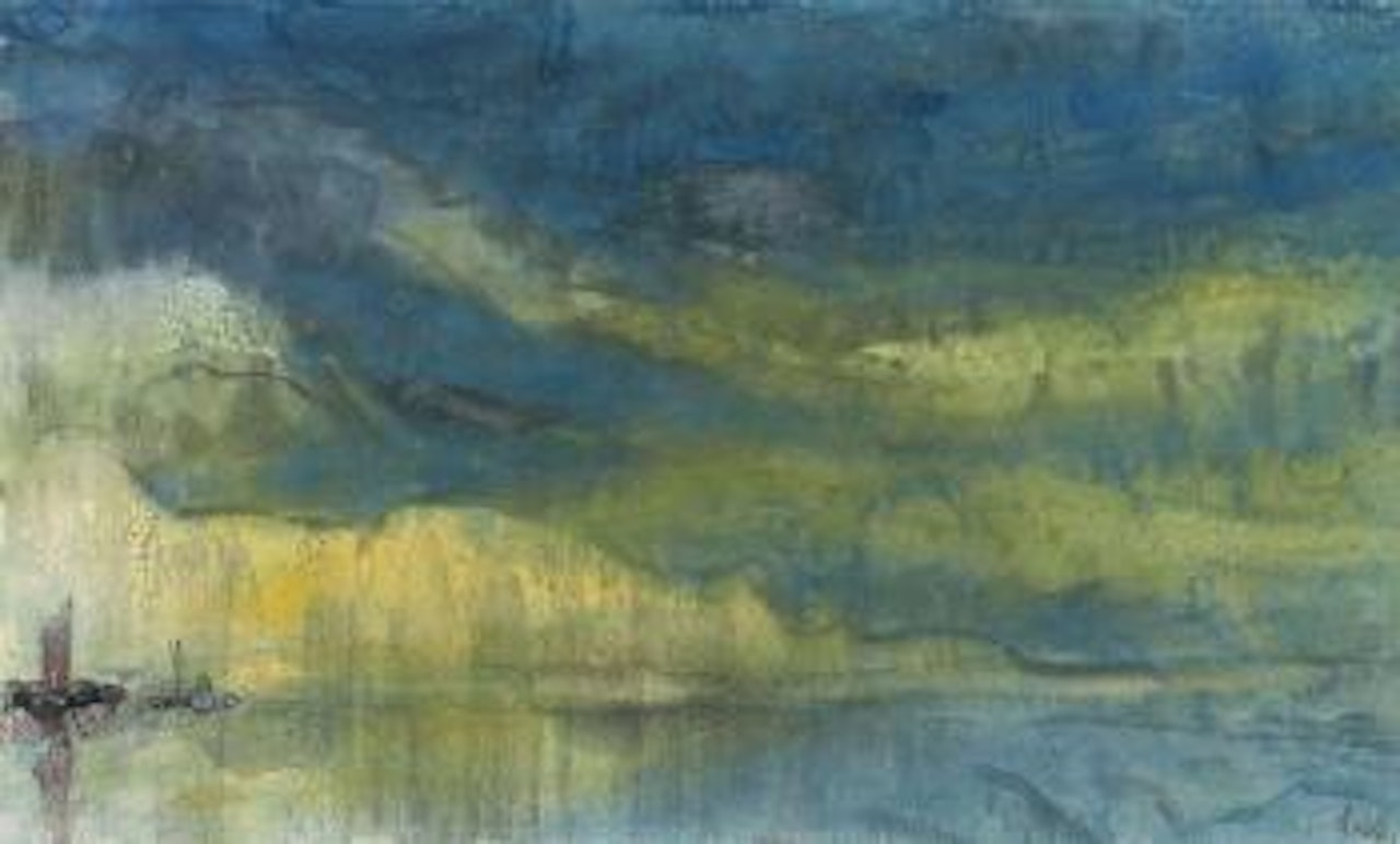 Boote unter blauen und grünen Wolken by Emil Nolde