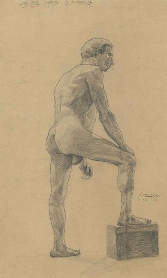 Männerakt vom Profil by Egon Schiele