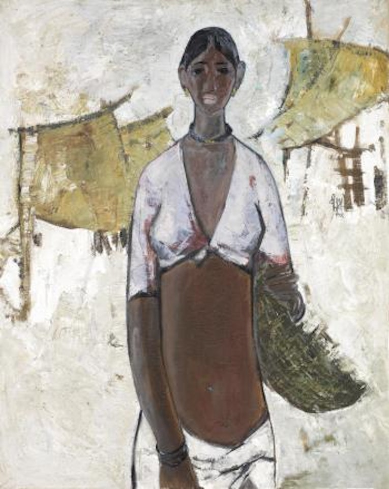 Untitled (Woman with Basket) by B Prabha