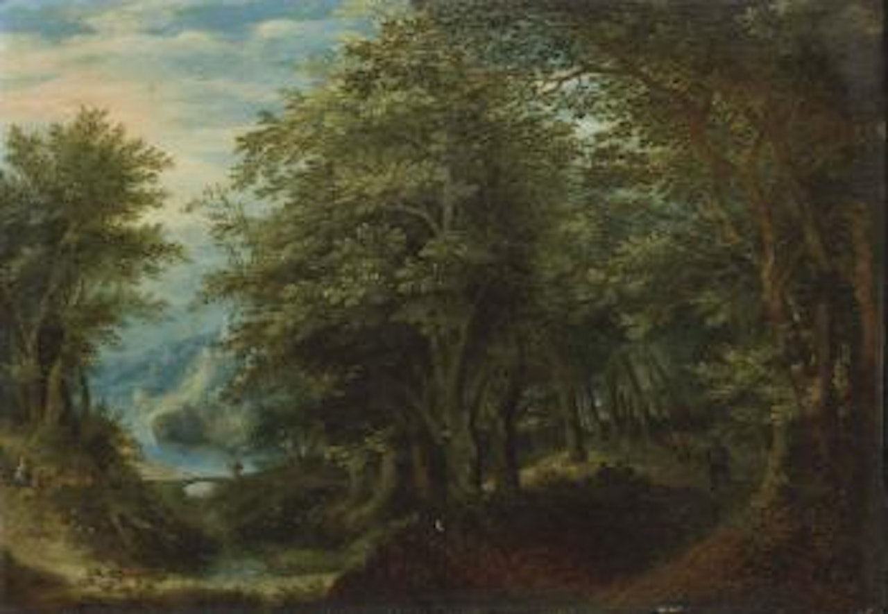 Personnages dans un sous-bois by Abraham Govaerts