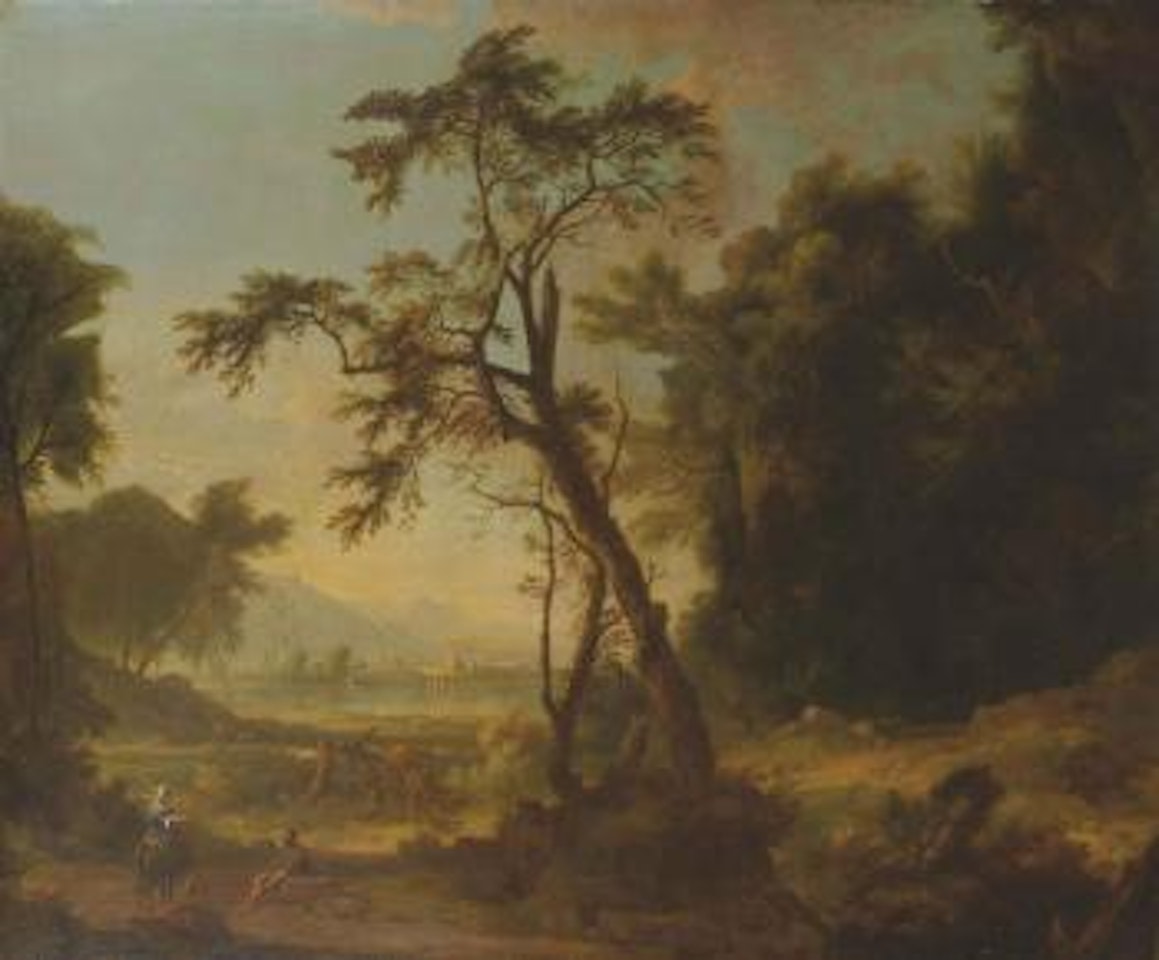 Promeneurs dans un paysage by Dutch School