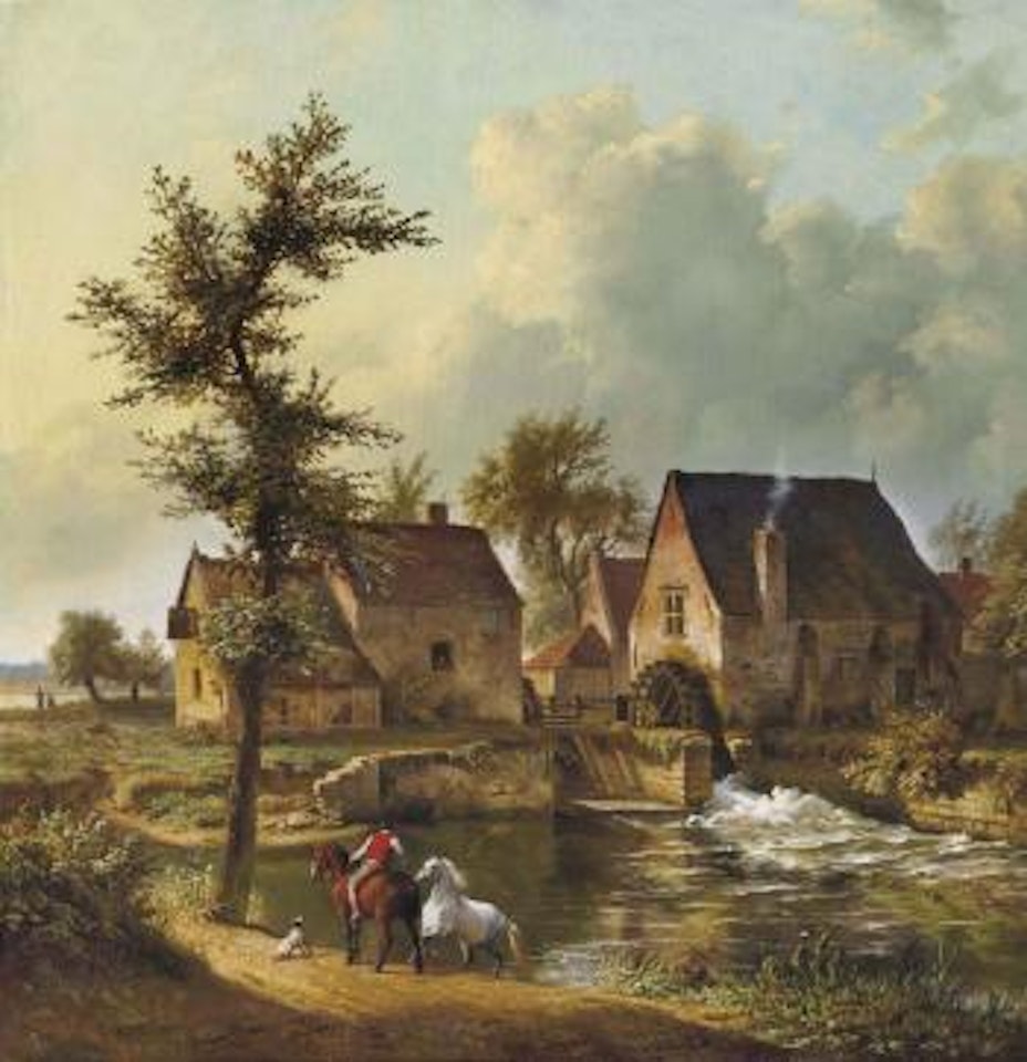 Chevaux à la mare by Jan Baptiste de Jonghe by Eugène Joseph Verboeckhoven