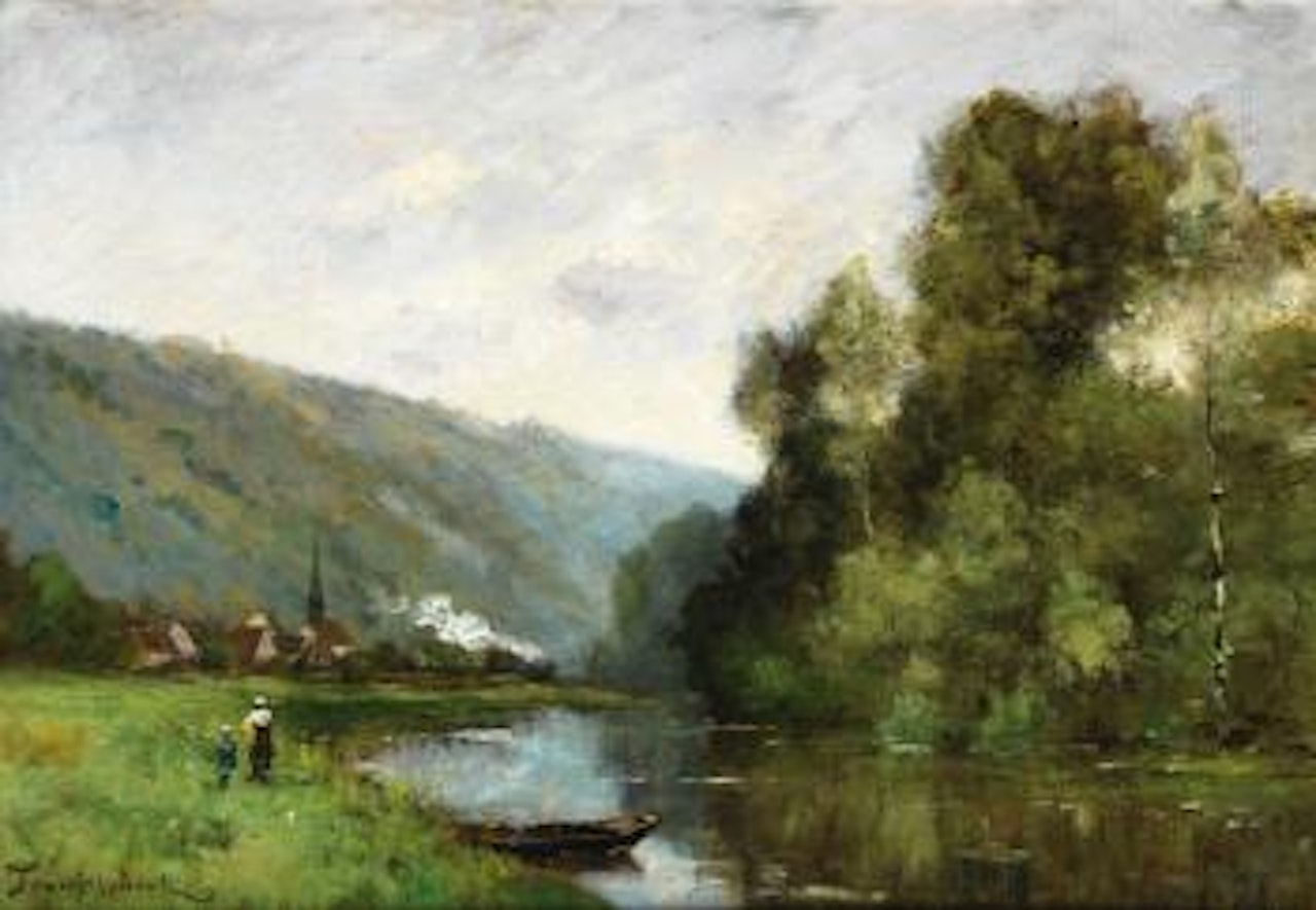 Promeneurs Le Long D'un Fleuve by Paul Désiré Trouillebert