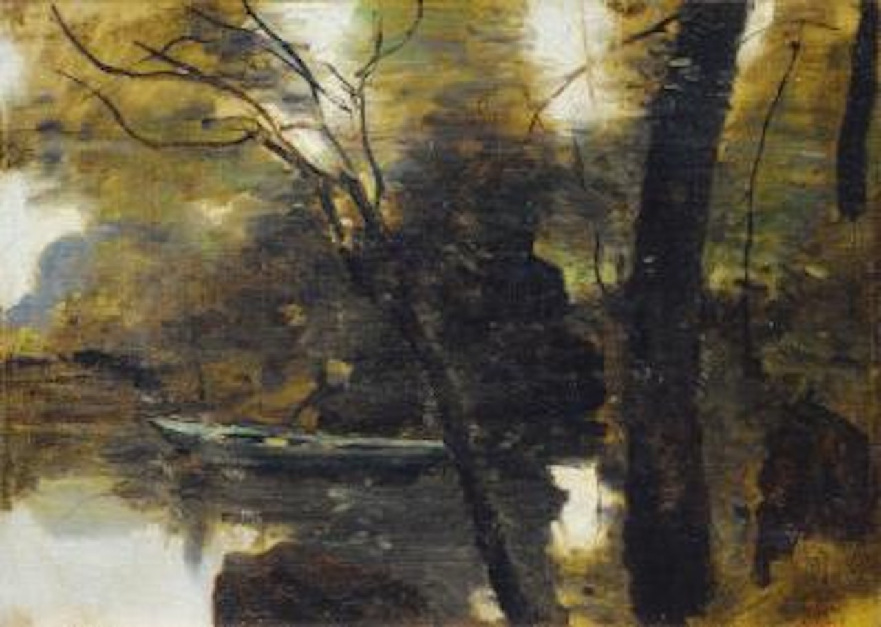 Noisy-le -Grand, Barque Au Bord De L'eau by Jean Baptiste Camille Corot