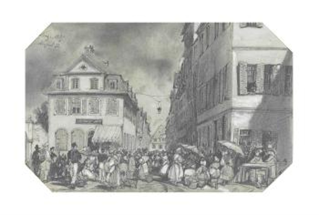 The market square, Coblenz, Germany by Edward Lear