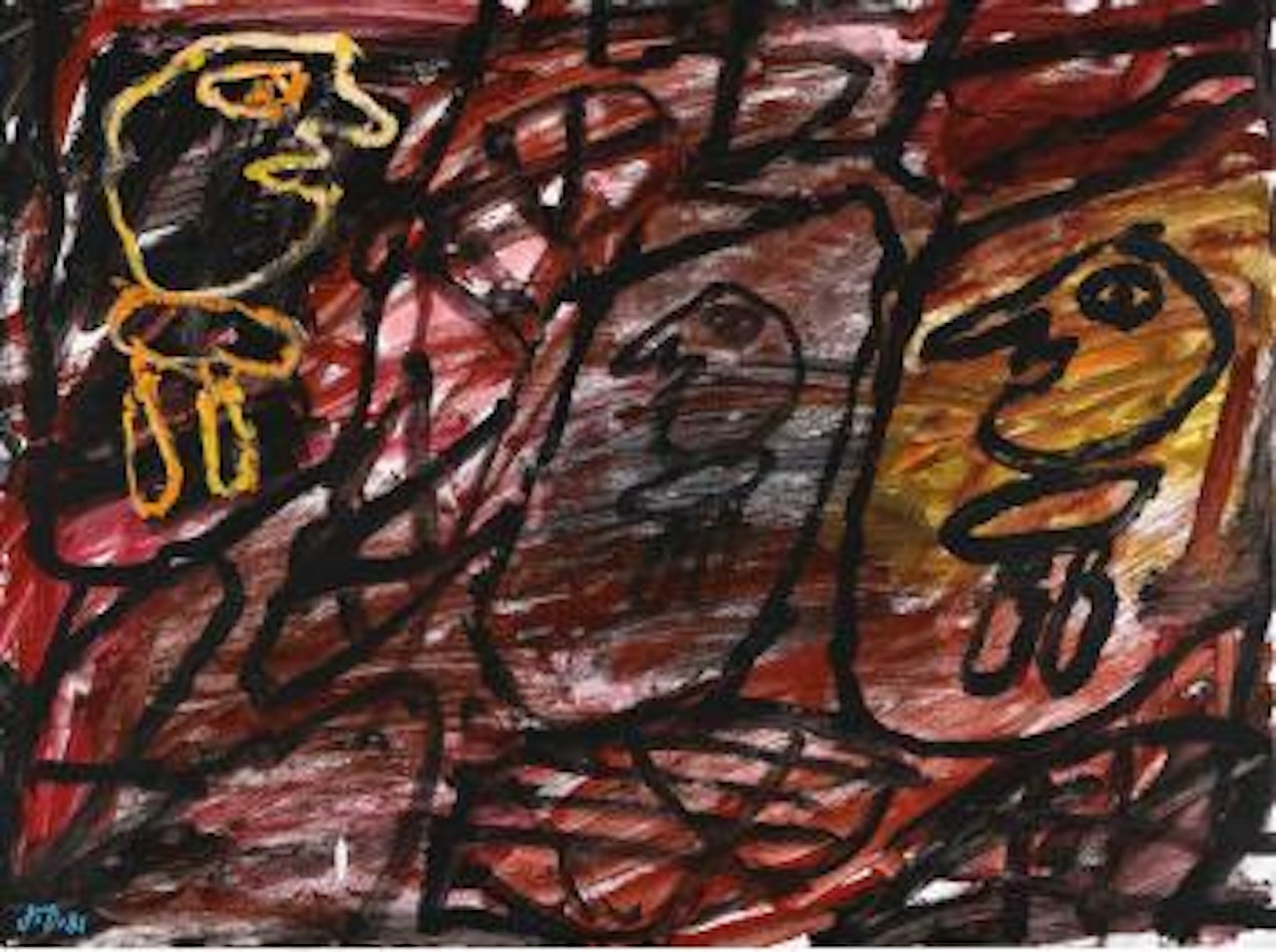 Site Avec 3 Personnages by Jean Dubuffet
