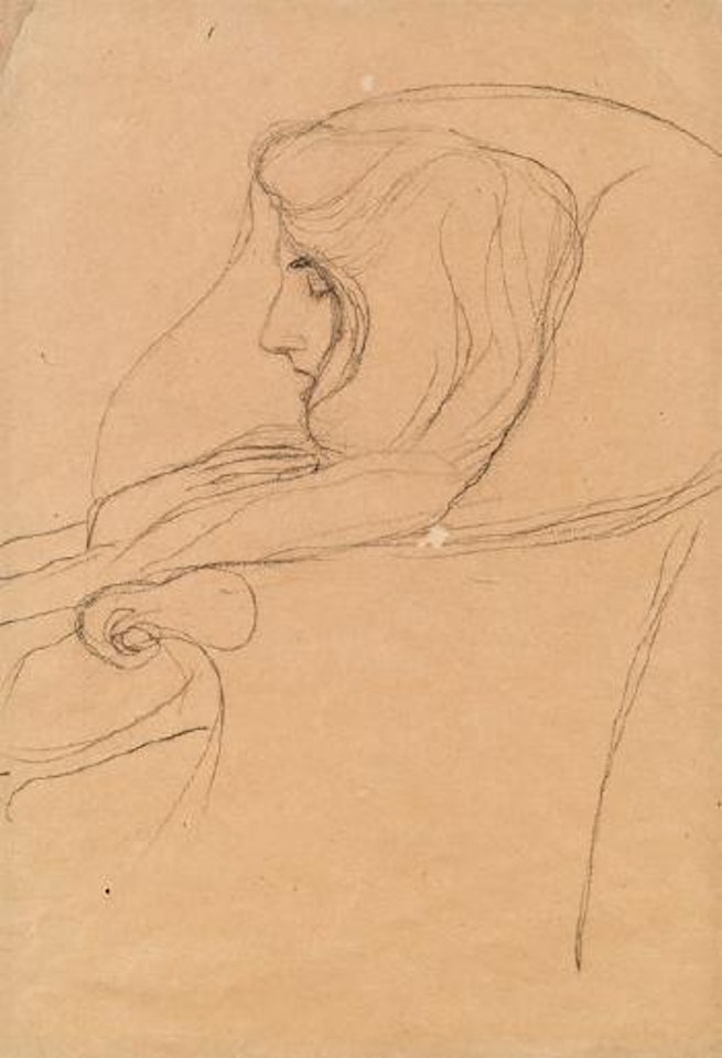 Frau im Lehnstuhl im Profil nach links by Gustav Klimt