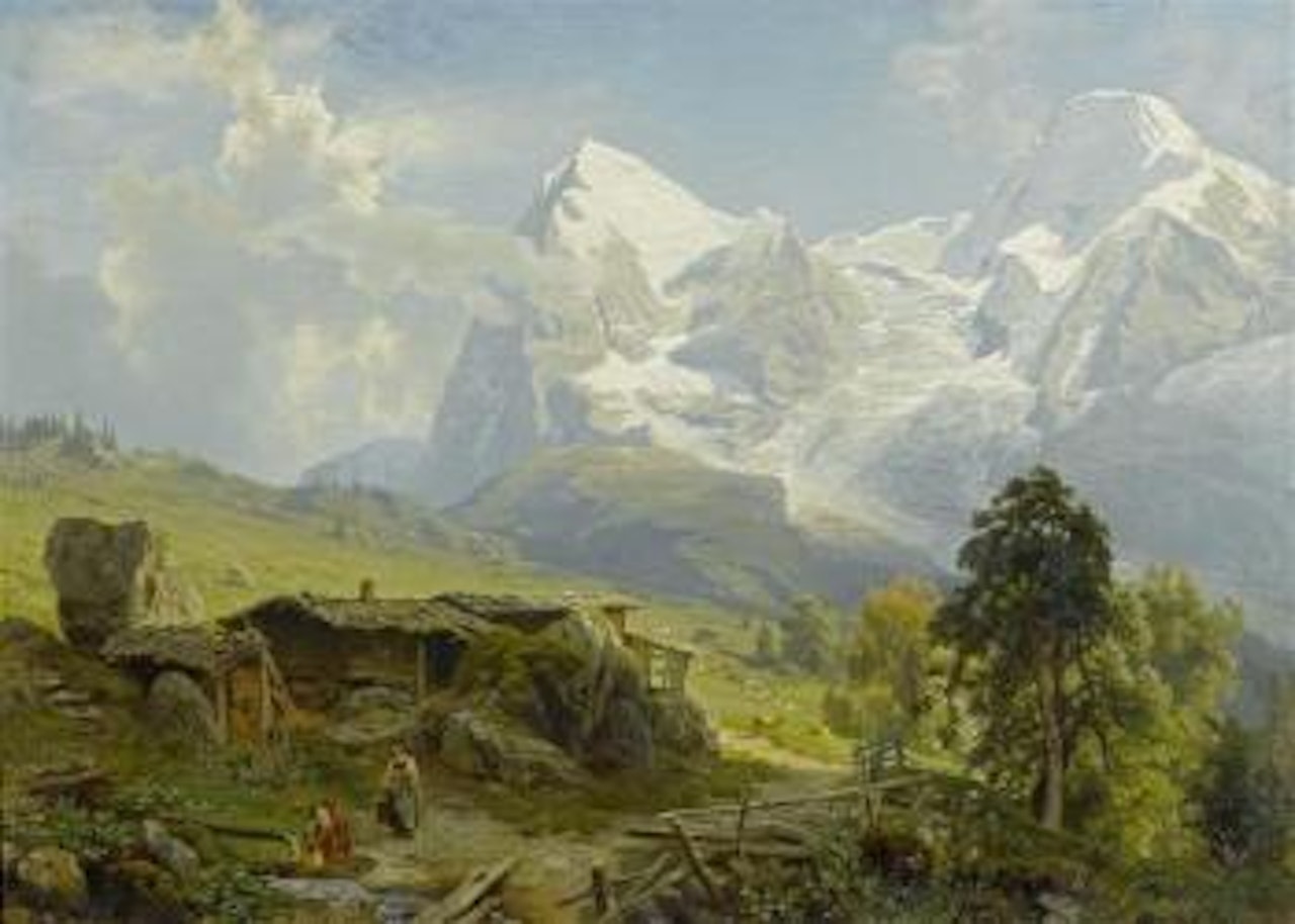 Blick von der Wengerenalp auf Eiger und Mönch by August Wilhelm Leu