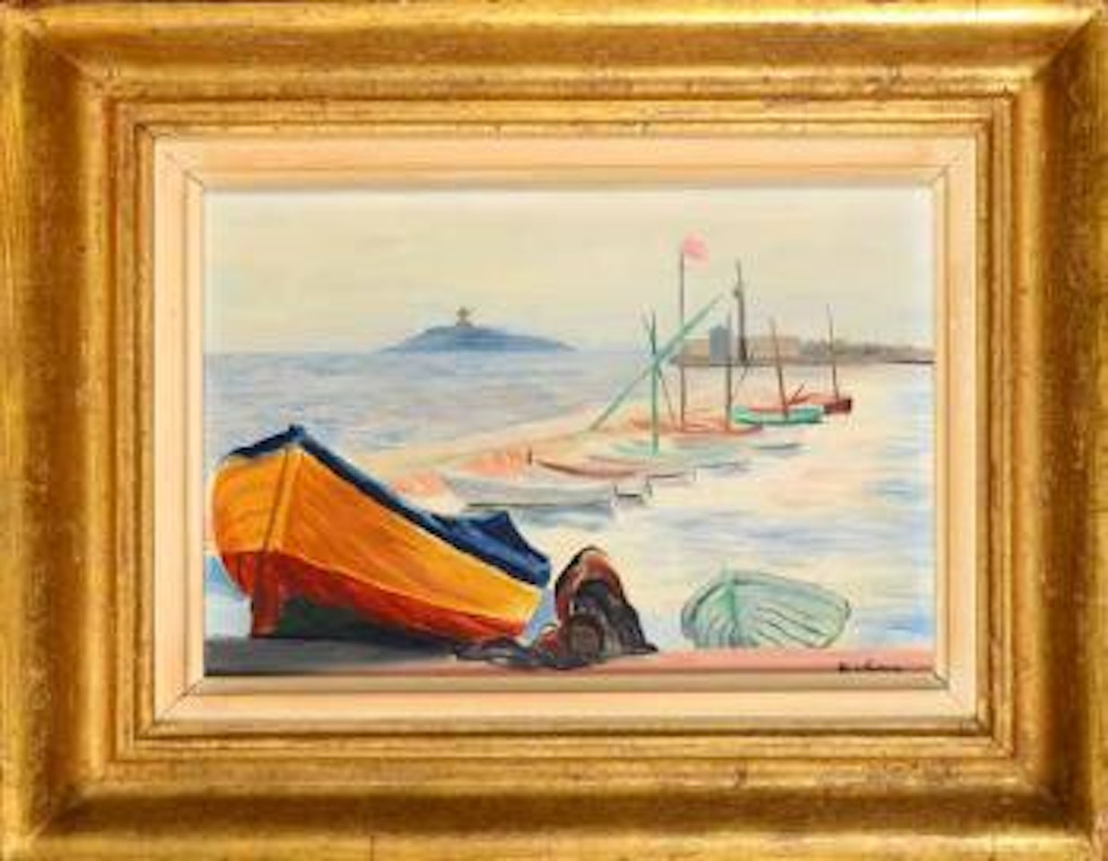 Barques et voiliers sur la grève by Moïse Kisling