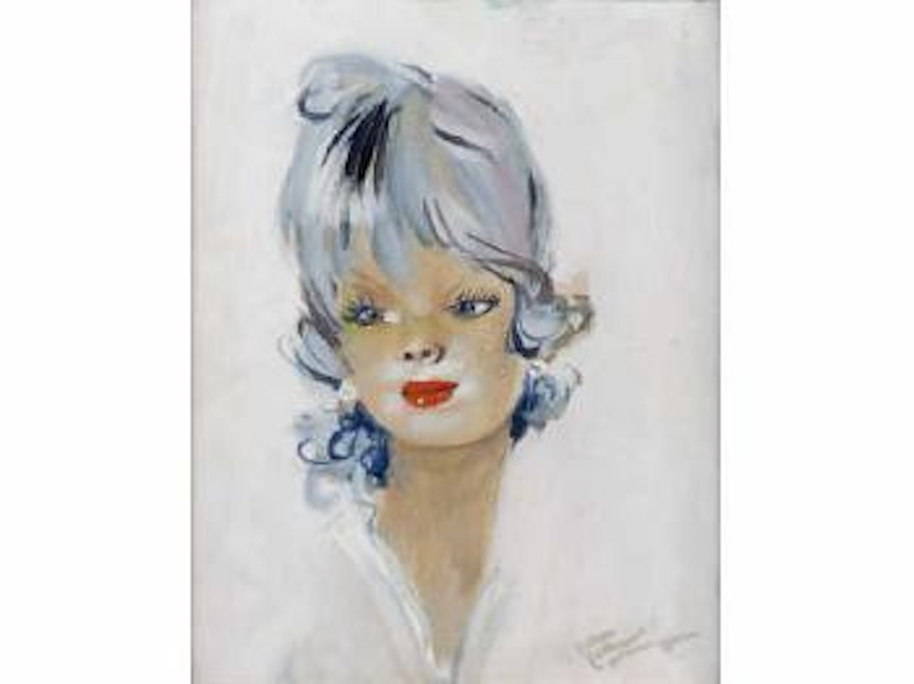 Portrait de femme sur fond blanc by Jean Gabriel Domergue